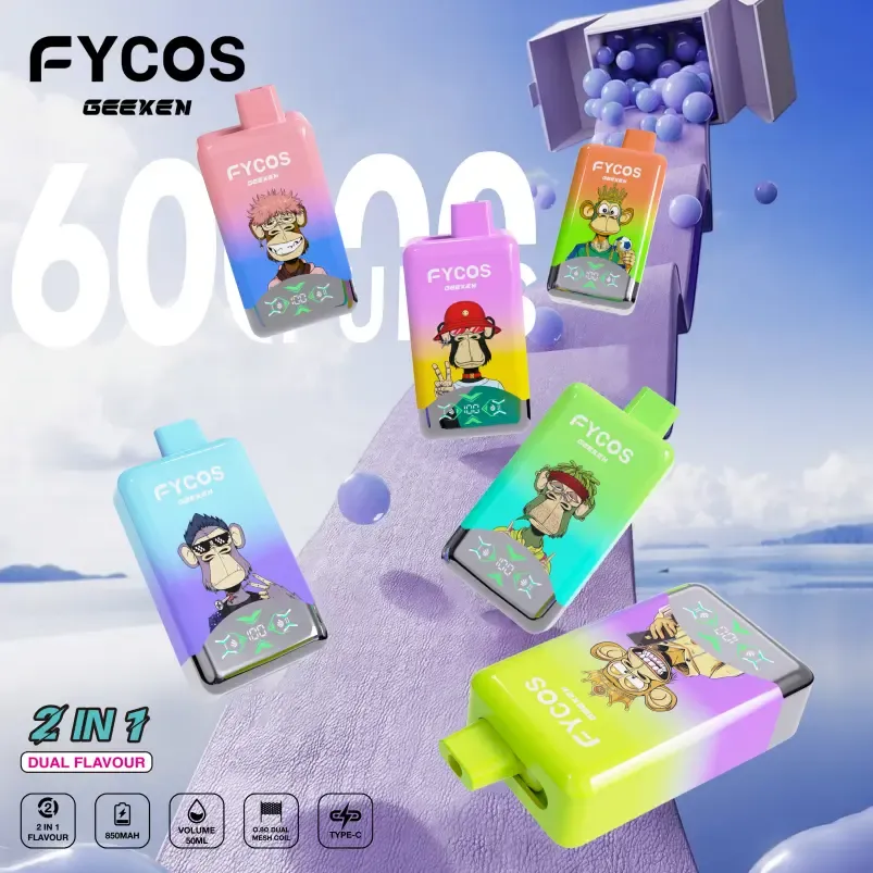 Fycos 60K 60000 Puffs Geeken 2'si 1 Arada Toptan Tek Kullanımlık Vape